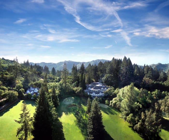 An aerial view of Meadowood Golf Course, a nine-hole course that opened in 1963 and was originally designed by Jack Fleming.